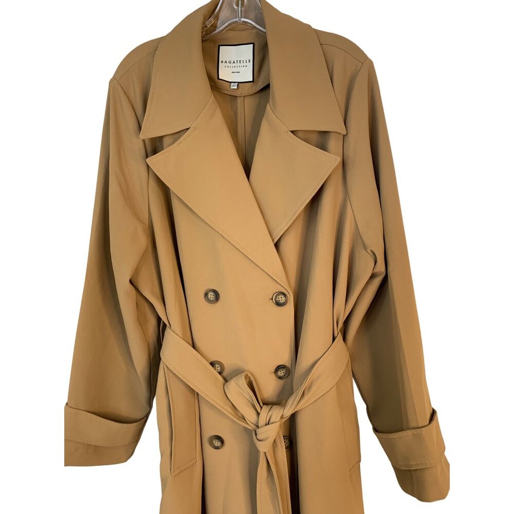 Bagatelle Collection Womens Double-Breast Knit Camel Trench Coat 2X RX10638 EUC - Picture 2 of 11